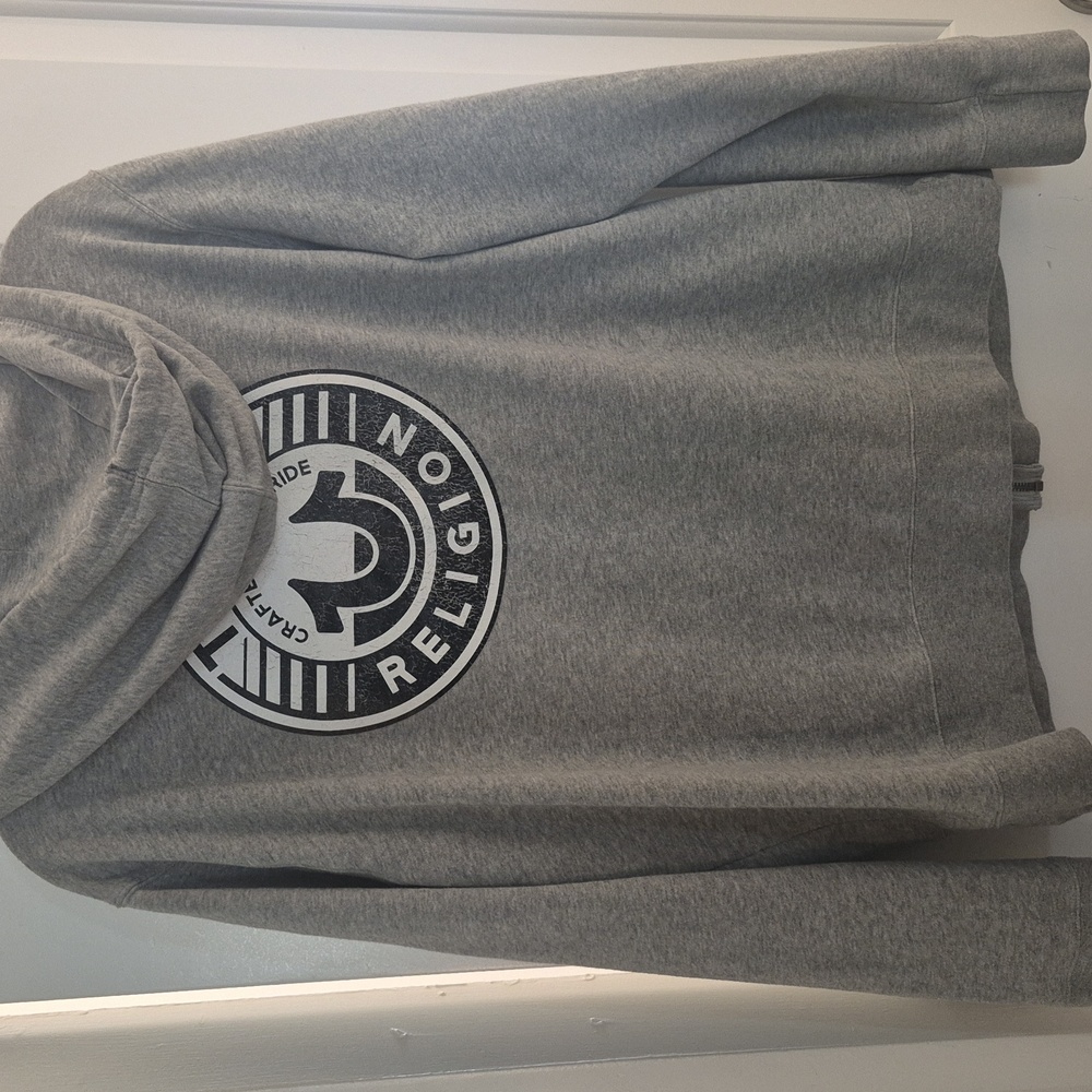 True Religion Heather Gray Hoodie with Logo MENS 2XL - Picture 4 of 4